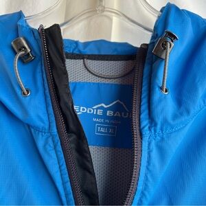 Eddie Bauer Ripstop Nylon Windbreaker With Hood VTG Tall XL Packable Lightweight